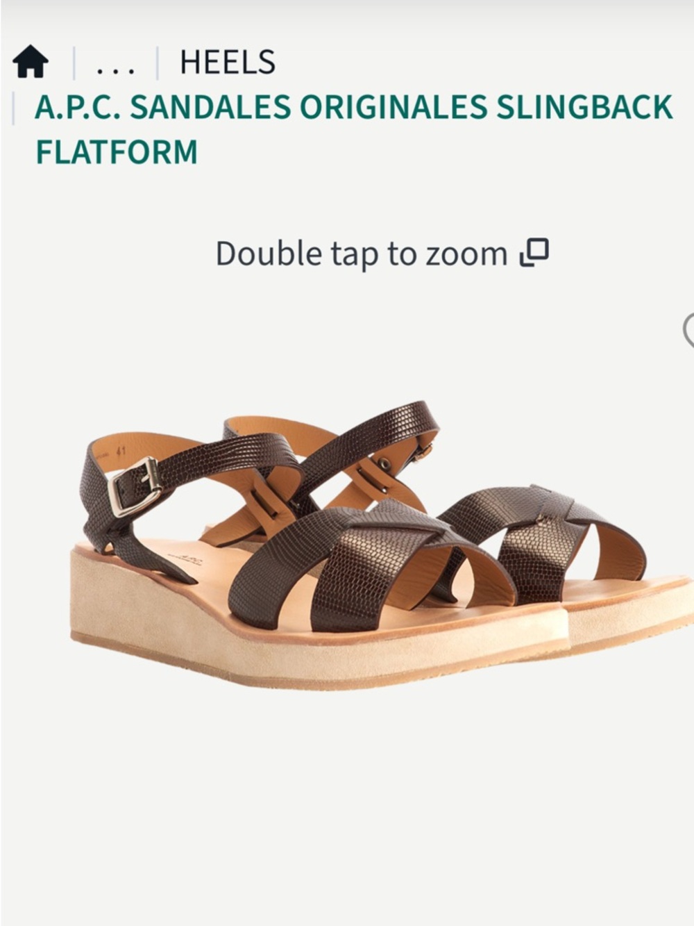 A.P.C. Original Sandals Brown Lizard Pattern